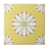 ホワイトデイジーオンゴールデンイエロー タイル (正面)