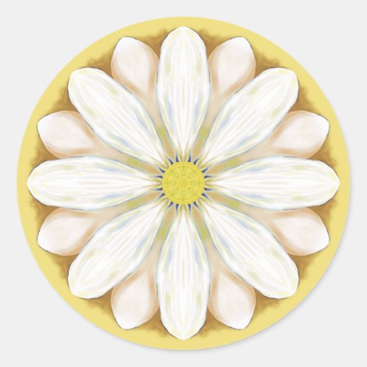 ホワイトデイジーオンゴールデンイエロー ラウンドシール (正面)