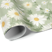 ホワイトデイジーオンセージグリーン ラッピングペーパー (ロールコーナー)