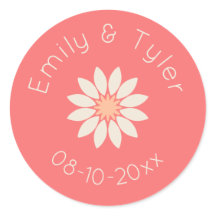 ホワイトデイジーオンパーソナライズされたコー結婚ルズシール