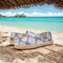 ホワイトデイジーオンパープルフローラエスパドリール