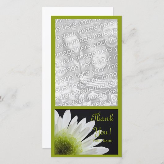 ホワイトデイジーオンブラックサンキューフォトカード サンキューカード (正面/裏面)