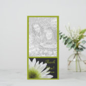 ホワイトデイジーオンブラックサンキューフォトカード サンキューカード (スタンド正面)