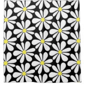 ホワイトデイジーオンブラックフローラ シャワーカーテン (正面)