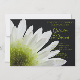 ホワイトデイジーオンブラック婚約パーティ 招待状