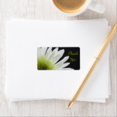 ホワイトデイジーオンブラック結婚ズサンキューメッセージカード ラベル (インサイチュ)