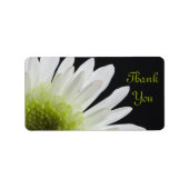 ホワイトデイジーオンブラック結婚ズサンキューメッセージカード ラベル (正面)