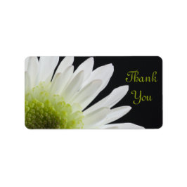 ホワイトデイジーオンブラック結婚ズサンキューメッセージカード ラベル
