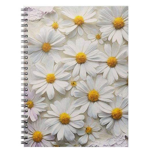 ホワイトデイジーオン動揺して紙 ノートブック (正面)