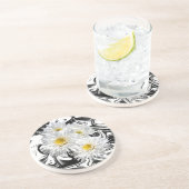 ホワイトデイジーオン白黒大理石 コースター (側面)