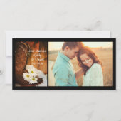 ホワイトデイジーカウボーイブーツウェスタンたった今結婚しました 案内状 (正面)