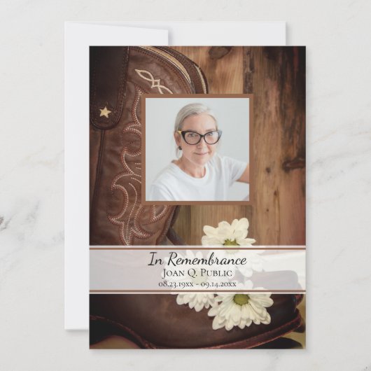 ホワイトデイジーカウボーイブーツウェスタンデス記念日 招待状 (正面)