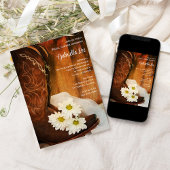 ホワイトデイジーカウボーイブーツウェスタンブライダルシャワー 招待状