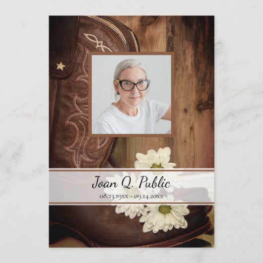 ホワイトデイジーカウボーイブーツウェスタン葬儀サービス プログラム (正面)