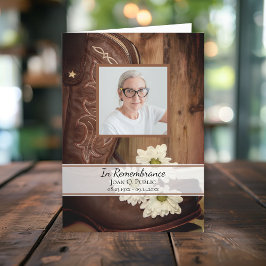 ホワイトデイジーカウボーイブーツウェスタン葬儀サービス プログラム