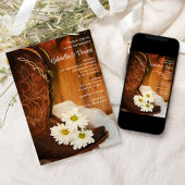 ホワイトデイジーカウボーイブーツカントリーミュージックウエディング 招待状