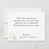 ホワイトデイジーガーデンフローラウォーター結婚カラー サンキューカード (裏面)