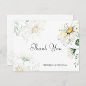 ホワイトデイジーガーデンフローラウォーター結婚カラー サンキューカード (正面/裏面)