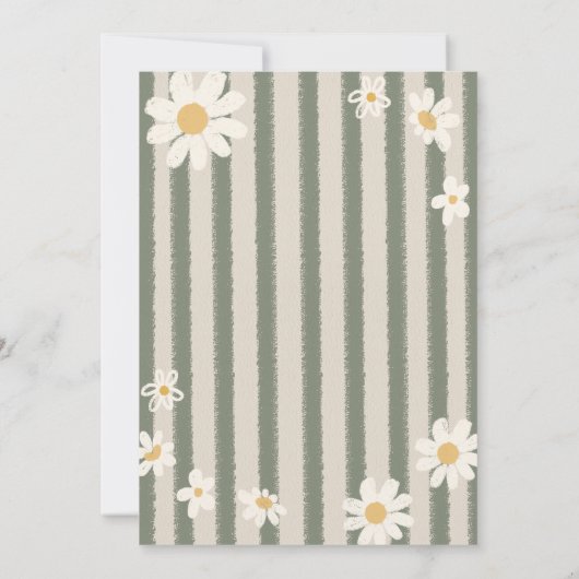 ホワイトデイジーグストライプリーンの可愛いガチョウ赤ちゃんシャワー 招待状 (裏面)