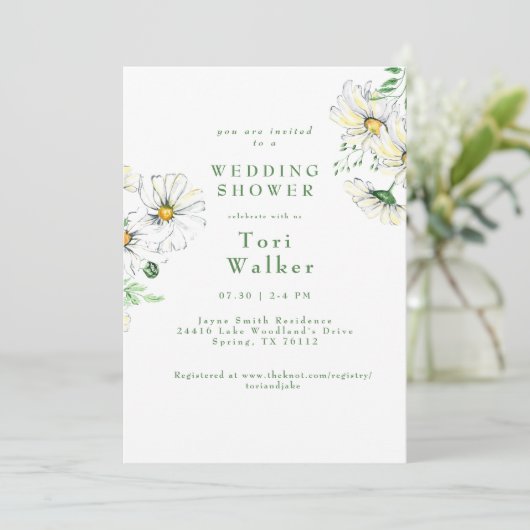 ホワイトデイジーグリーン&ホワイトウェディングシャワー 招待状 (スタンド正面)