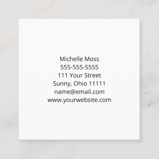 ホワイトデイジーシンプルボタニカルグレイ スクエア名刺 (裏面)