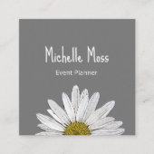 ホワイトデイジーシンプルボタニカルグレイ スクエア名刺 (正面)