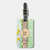 ホワイトデイジーズイングリーンメドウモノグラム ラゲッジタグ (正面縦)