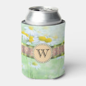 ホワイトデイジーズイングリーンメドウモノグラム 缶クーラー (缶正面)