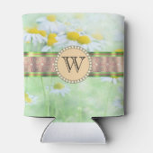 ホワイトデイジーズイングリーンメドウモノグラム 缶クーラー (裏面)