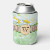 ホワイトデイジーズイングリーンメドウモノグラム 缶クーラー (缶裏面)