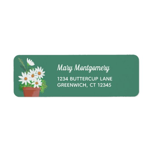 ホワイトデイジーズインテラコッタ差出人住所 ラベル (正面)