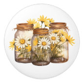 ホワイトデイジーズインメイスンジャース セラミックノブ (正面)