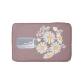 ホワイトデイジーズメイソンジャーンオンダークピンク バスマット (正面)