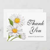 ホワイトデイジーズ水彩夏フローラありがとう サンキューカード (正面/裏面)