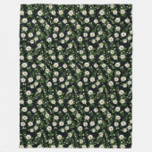 ホワイトデイジーデザインオンブラック フリースブランケット (正面)