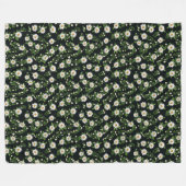 ホワイトデイジーデザインオンブラック フリースブランケット (正面(横))