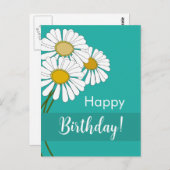 ホワイトデイジーハッピーバースデー ポストカード (正面/裏面)
