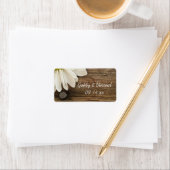 ホワイトデイジーバーンウッドカントリーウェディングメッセージカード ラベル (インサイチュ)