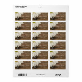 ホワイトデイジーバーンウッドカントリーウェディングメッセージカード ラベル (フルシート)