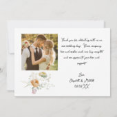 ホワイトデイジーピーチ結婚フローラサンキューカード 招待状 (裏面)