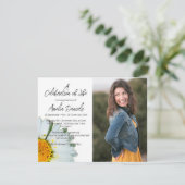 ホワイトデイジーフォトお祝いのライフカード 招待状 (スタンド正面)