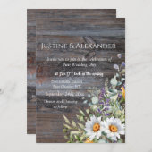 ホワイトデイジーフォトQRコー結婚ド 招待状 (正面/裏面)