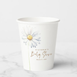 ホワイトデイジーフラワーエレガントミニマリストベビーシャワー 紙コップ