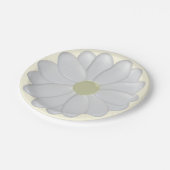 ホワイトデイジーフラワーオンクリームピクニック紙プレート ペーパープレート (アングル)