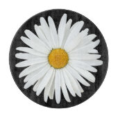ホワイトデイジーフラワーオンブラックフローラ カッティングボード (正面)