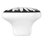ホワイトデイジーフラワーオンブラックフローラ セラミックノブ (側面)