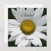 ホワイトデイジーフラワーガーデンパーティーブライダルシャワー 招待状 (正面/裏面)