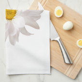 ホワイトデイジーフラワーデザインフローラデイジーテンプレート キッチンタオル (四つ折り)