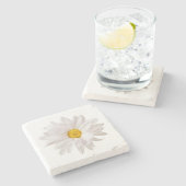 ホワイトデイジーフラワーデザインフローラデイジーテンプレート ストーンコースター (横)
