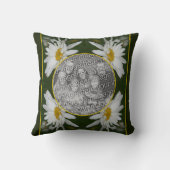 ホワイトデイジーフラワーフレーム自分の写真を追加 クッション (裏面)